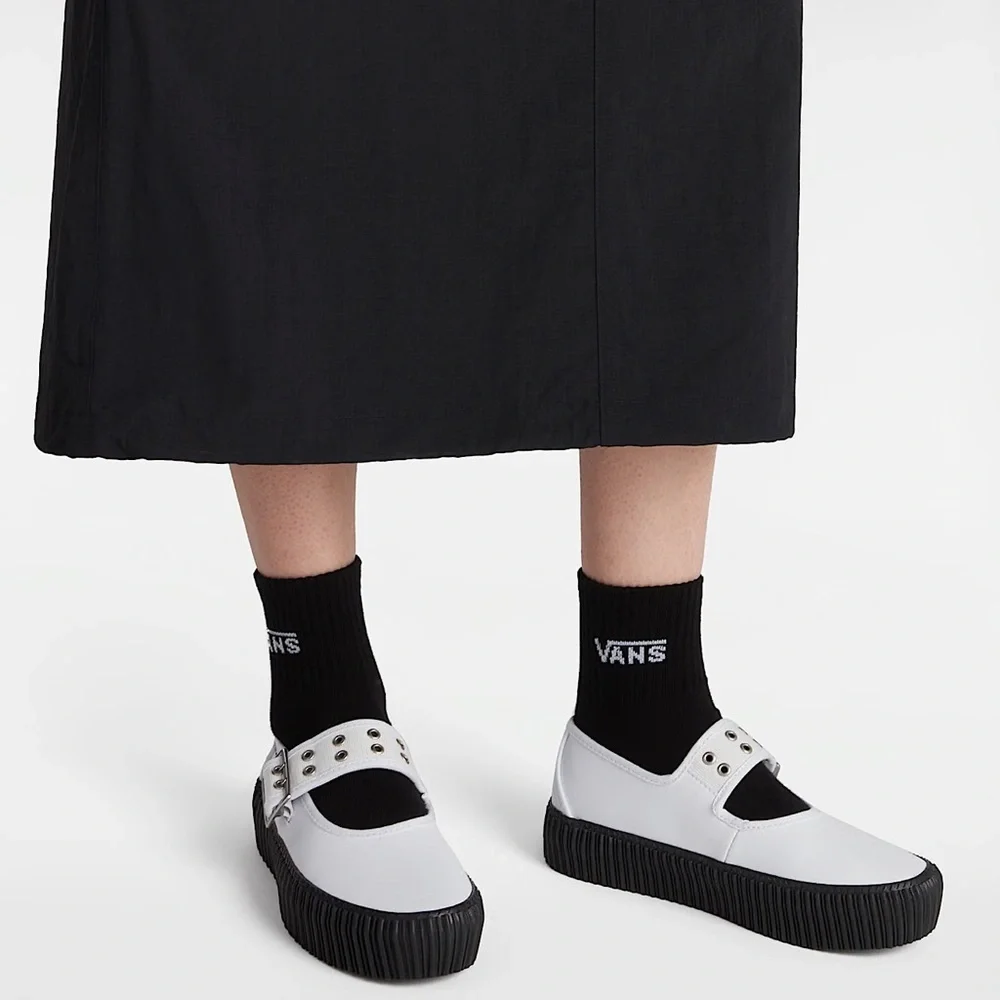 Vans White Dress Shoes with Black Trim - Picture 3 of 15
